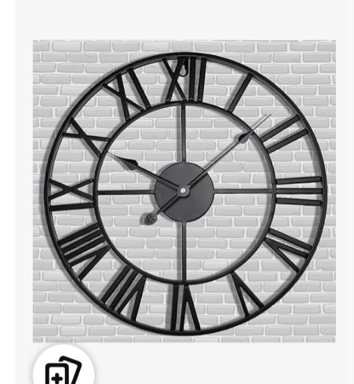 Antique Tower 24 inch Large Roman Numeral Wall Clock, Indoor Outdoor Patio Waterproof Oversized Decorative Contemporary Clock, Antique Black Metal Wall Clock Battery Operated Retro Art Hanging Clock,2