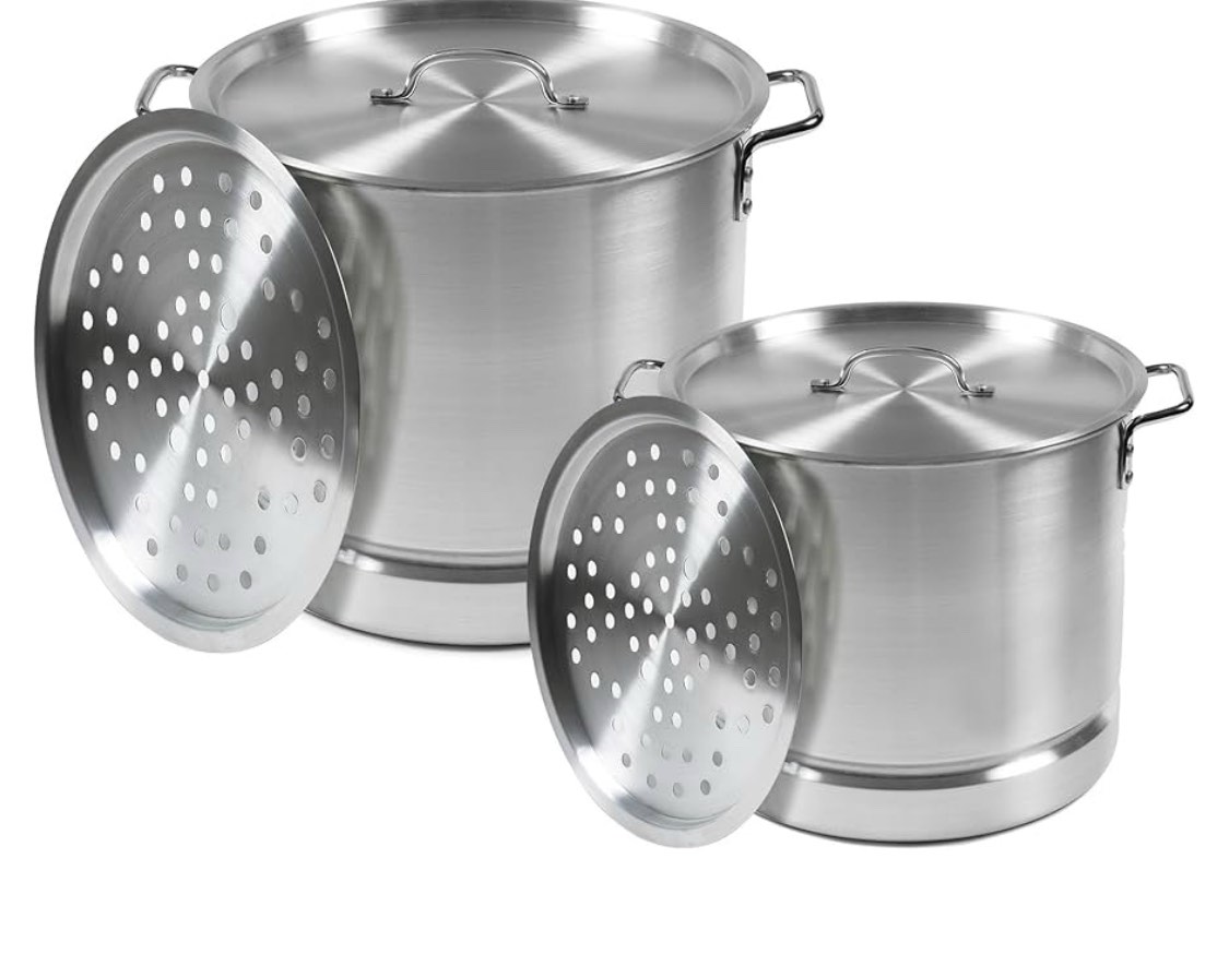 IMUSA Aluminum Steamer Dual Piece Set, 32 Qt and 10 Qt, Silver