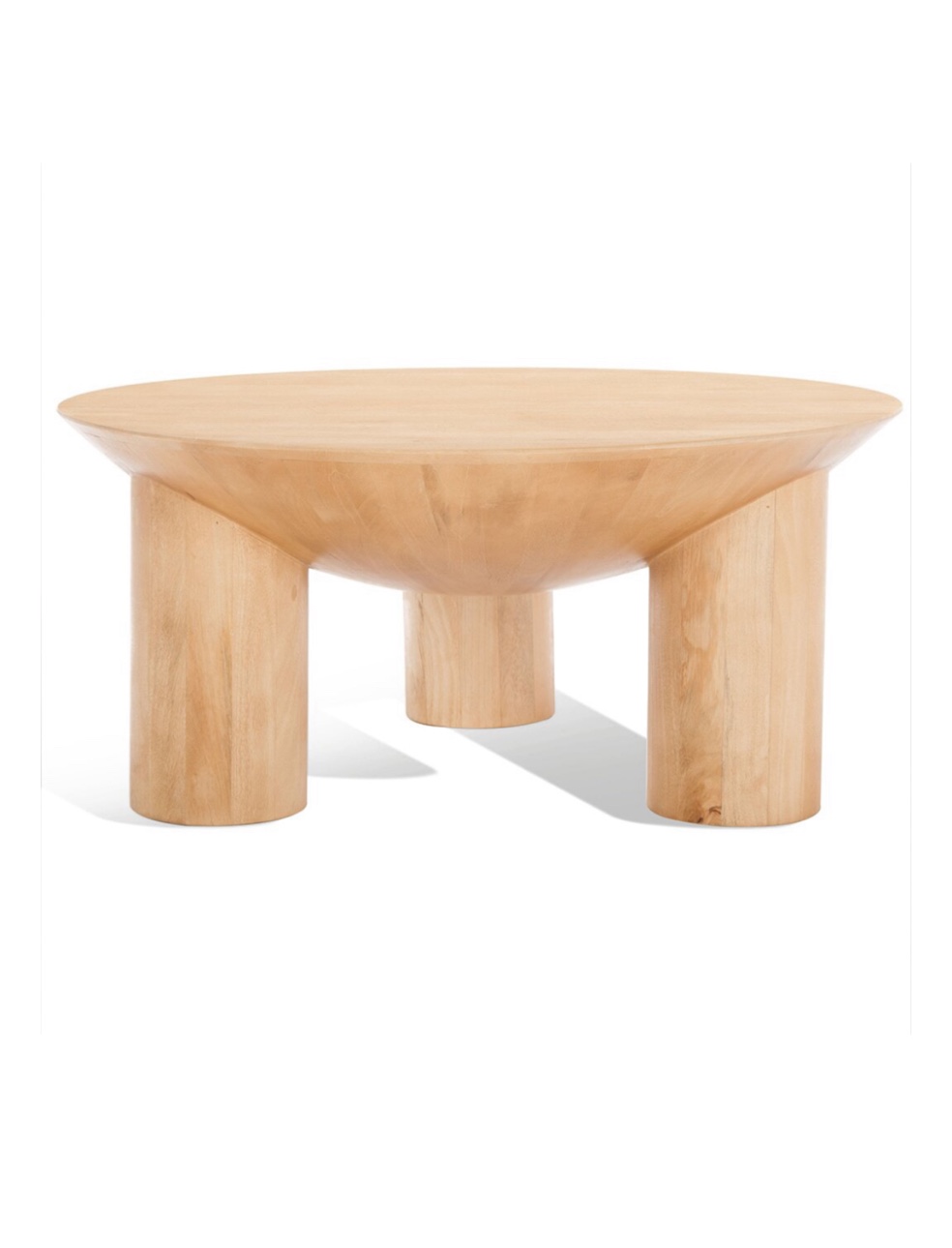 SAFAVIEH Couture Collection Calhoun White Washed Round Coffee Table (Fully Assembled)