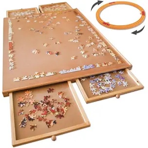 Bits and Pieces 1500 Piece Jigsaw Puzzle Board with Drawers Jumbo Wooden Puzzle Plateau 26 x 34"
