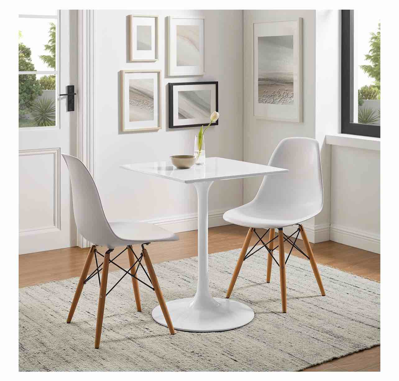 Lippa 24" Square Wood Top Dining Table in White