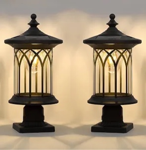 2-Pack Dimmable Waterproof Solar-powered Post Light 14.2'' Dimmable Post Light