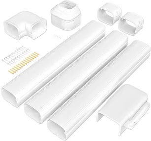 4'' 11 Ft Mini Split Line Set Cover, PVC & PP Line Cover Set Universal for Mini Split AC & Central AC