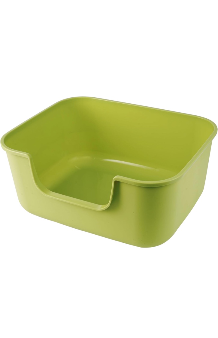 Large Cat Litter Box with High Sides, Open Kitty Litter Boxes Anti-Splashing for Indoor Cat Low Entry Cat Litter Pan for Small and Elderly Cats, Tool-Free Assembly(19.7” * 15.76” * 8.67” Green)