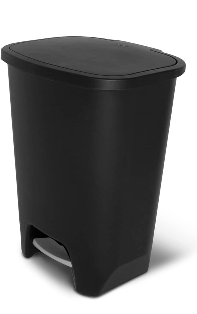 Glad 20 Gallon Trash Can - Plastic Kitchen Waste Bin with Odor Protection of Lid - Hands Free with Step On Foot Pedal and Garbage Bag Rings, Black