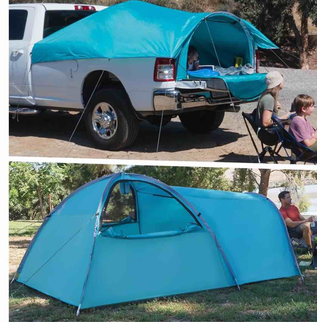 EighteenTek Adjustable Pickup Truck Tent Pop Up 2.0,Waterproof PU2000mm & Spacious Full Size Double Layer,Length Adjust for 5-8/6-8.8 FT Portable Truck Bed Tent for Camping 4 Person