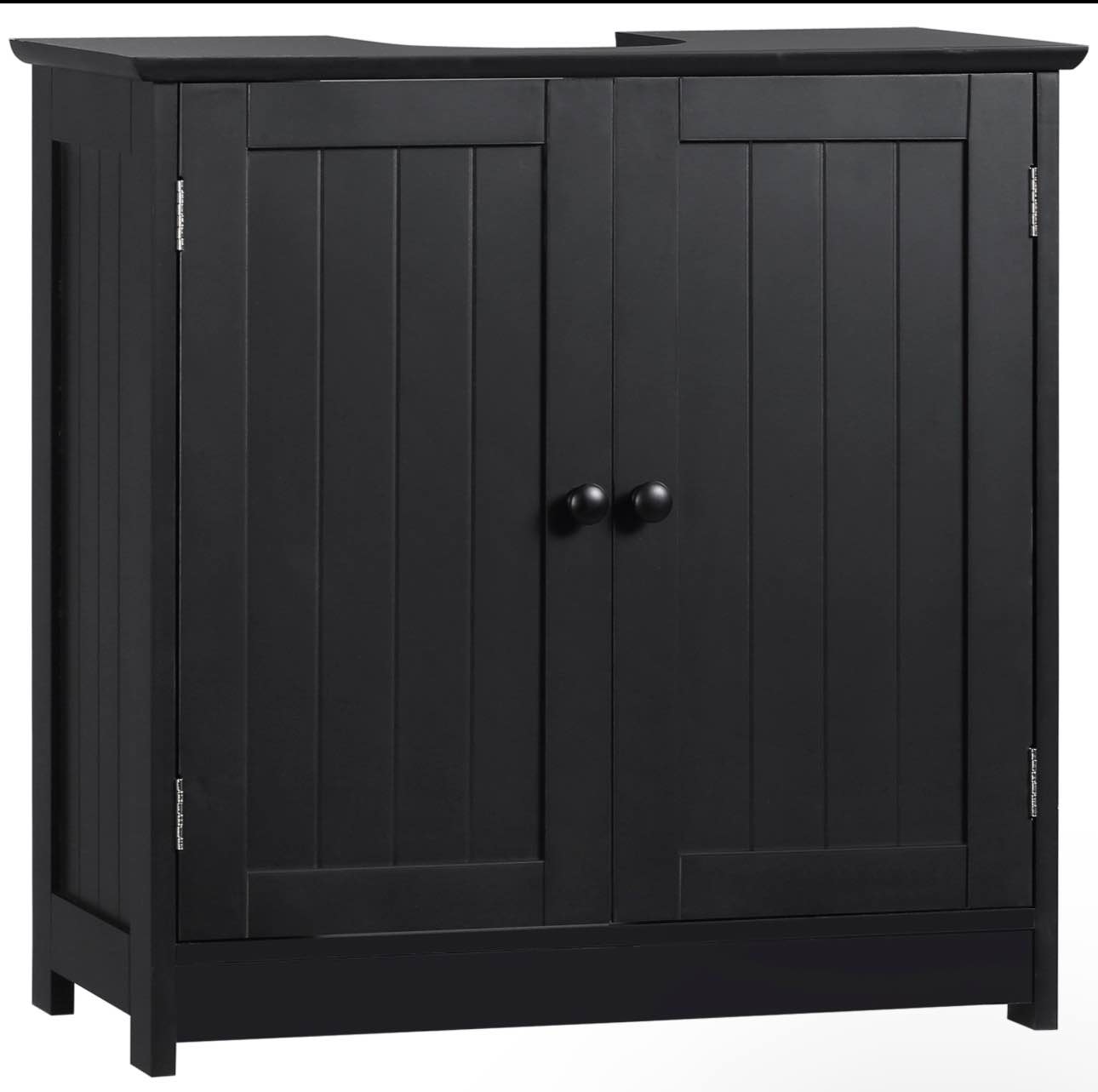 HOMCOM Under Sink Bathroom Cabinet with 2 Doors and Shelf, Pedestal Sink Bathroom Vanity Cabinet, Black