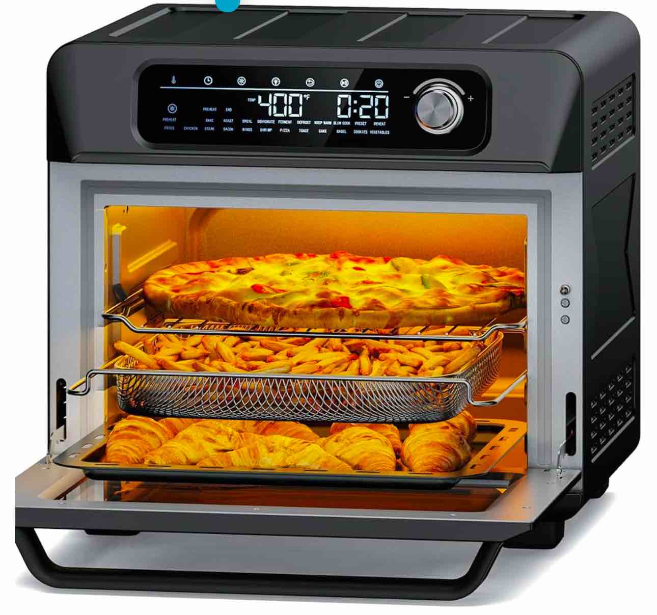 PARIS RHÔNE 26 QT Extra Large Air Fryer Toaster Oven Combo, 1700W, 24 Presets, Stainless Steel