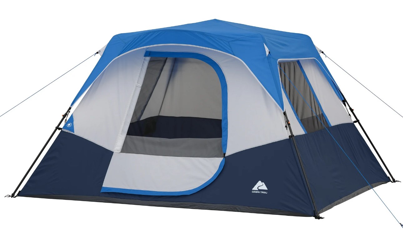 Ozark Trail 10’ x 9' 6-Person Instant Cabin Tent with LED Lighted Hub, 25 lbs