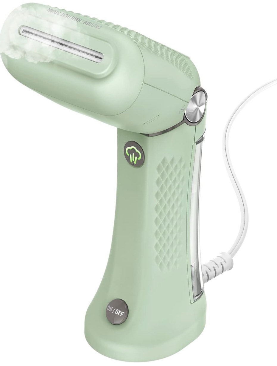 Conair Handheld Garment Steamer for Clothes, Dual Voltage for Worldwide Use, Power Steam: Small Size, Big Power, Great for Home, Office, or Travel, Mint Green