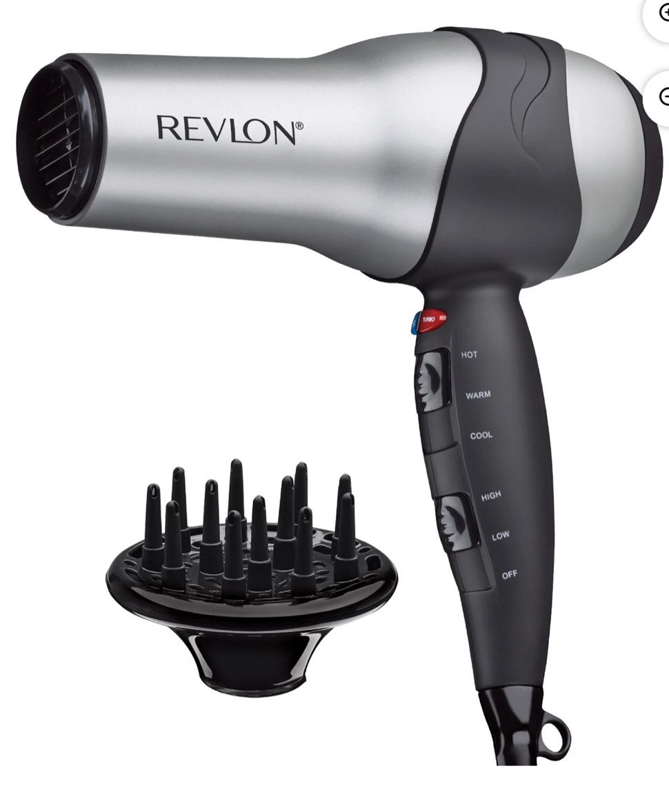 Revlon 1875W Turbo Ceramic + IONIC Hair Dryer, Gray