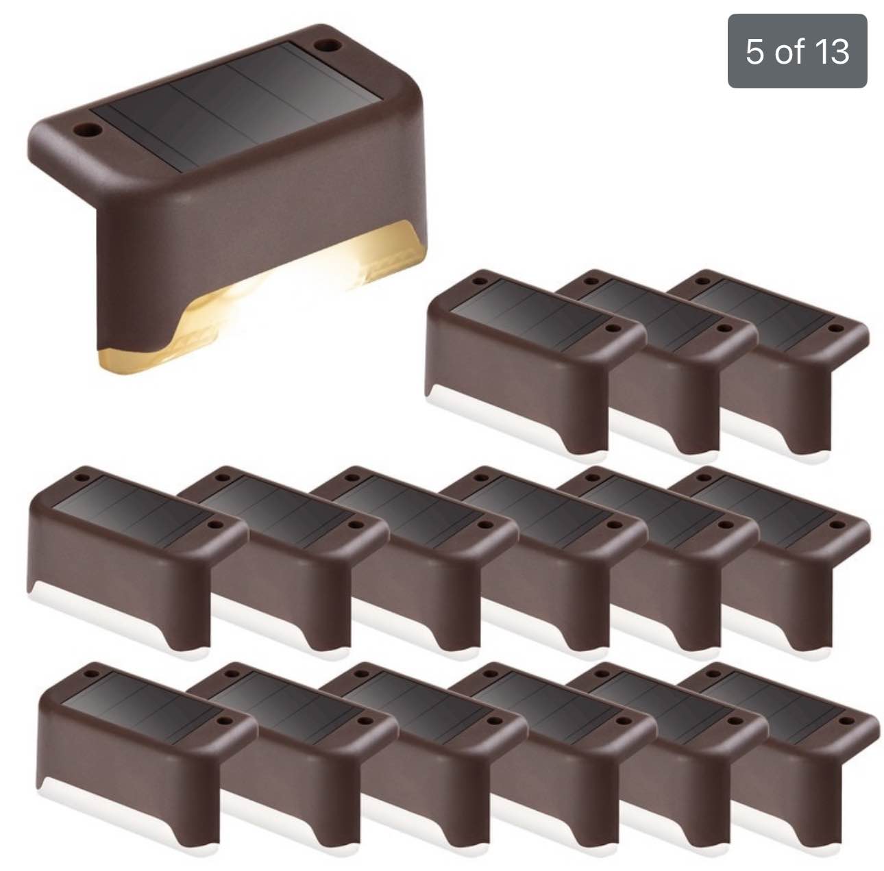 Solar Powered Deck Bronze Finished LED Outdoor 16 Pack Light