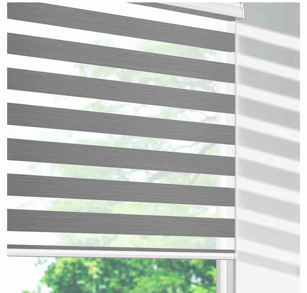 SHECUTE Cordless Zebra Blinds for Windows, Custom Size Light Filtering Zebra Shades, Room Darkening Window Shades for Living Room Bedroom, Day and Night Zebra Blinds for Doors, 72H x 23W, Grey 