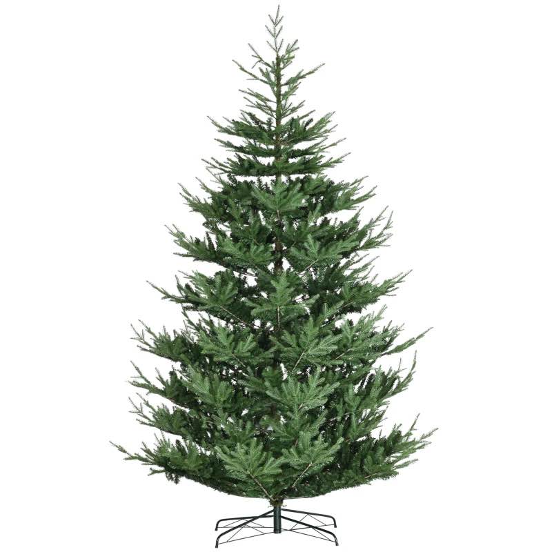 HOMCOM 9 Foot Artificial Christmas Tree, Nordic Pine Hinged Xmas Tree with 1939 Realistic Branches, Wide Steel Base, Auto Open, Green