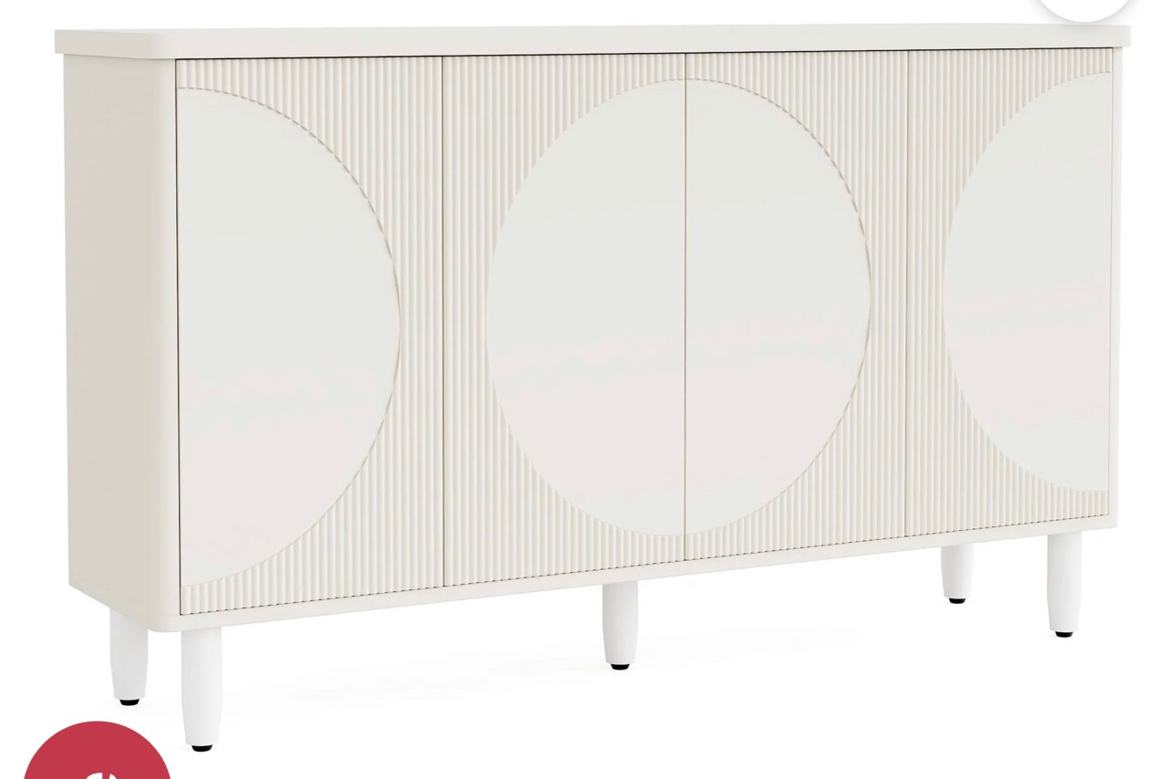 59.4" Sideboard Buffet, White Credenza Storage Cabinet with Doors