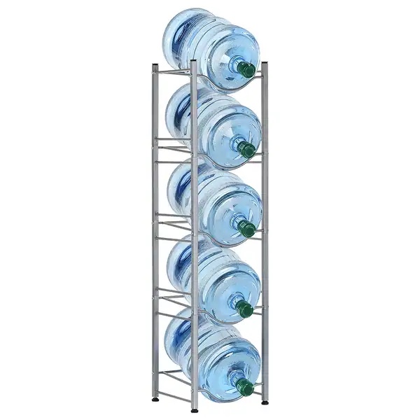 5 Gallon Water Jug Holder Water Bottle Storage Rack, 5 Tiers - Silver