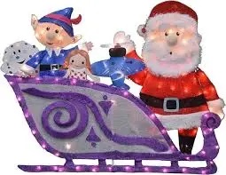 ProductWorks 16366 42" Rudolph Santa and Misfit Toys Sleigh Seasonal Outdoor Décor, Multi