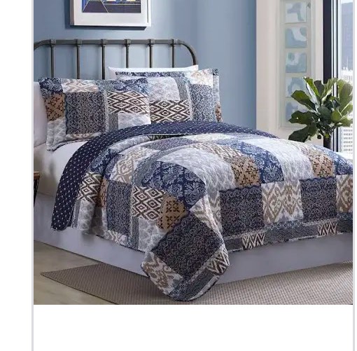 Modern Threads Laura Multi-color Printed Patchwork Reversible Cotton Adult Quilt Set  Full/Queen  3 Piece