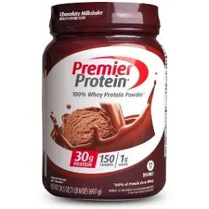 Premier Protein Powder, Chocolate Milkshake, 30g Protein, 1g Sugar, 100% Whey Protein, Keto Friendly, No Soy Ingredients, Gluten Free, 17 Servings, 24.5 Ounce (Pack of 1)
