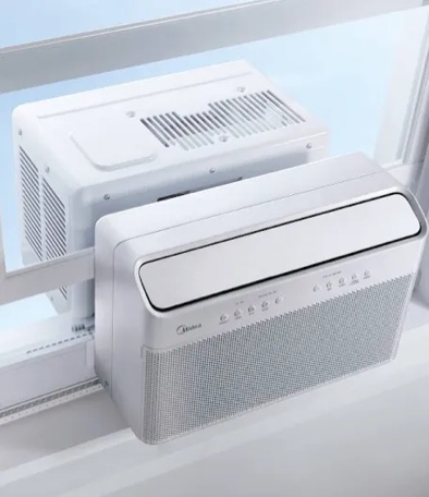 midea inverter window air conditioner with heat - quiet window ac unit and heat combo with dehumidifier - cools up to 550 sq. ft. - energy star rated, smart control, remote, 12,000 btu