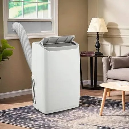 serenelife small air conditioner portable 12,000 btu with built-in dehumidifier - portable ac unit for rooms up to 550 sq ft - remote control, window mount exhaust kit