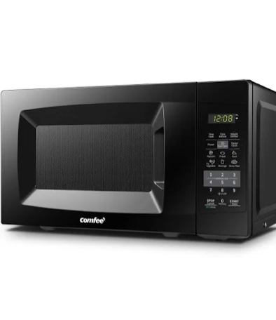 comfee em720cpl-pmb countertop microwave oven with sound on/off, eco mode and easy one-touch buttons, 0.7 cu ft, black