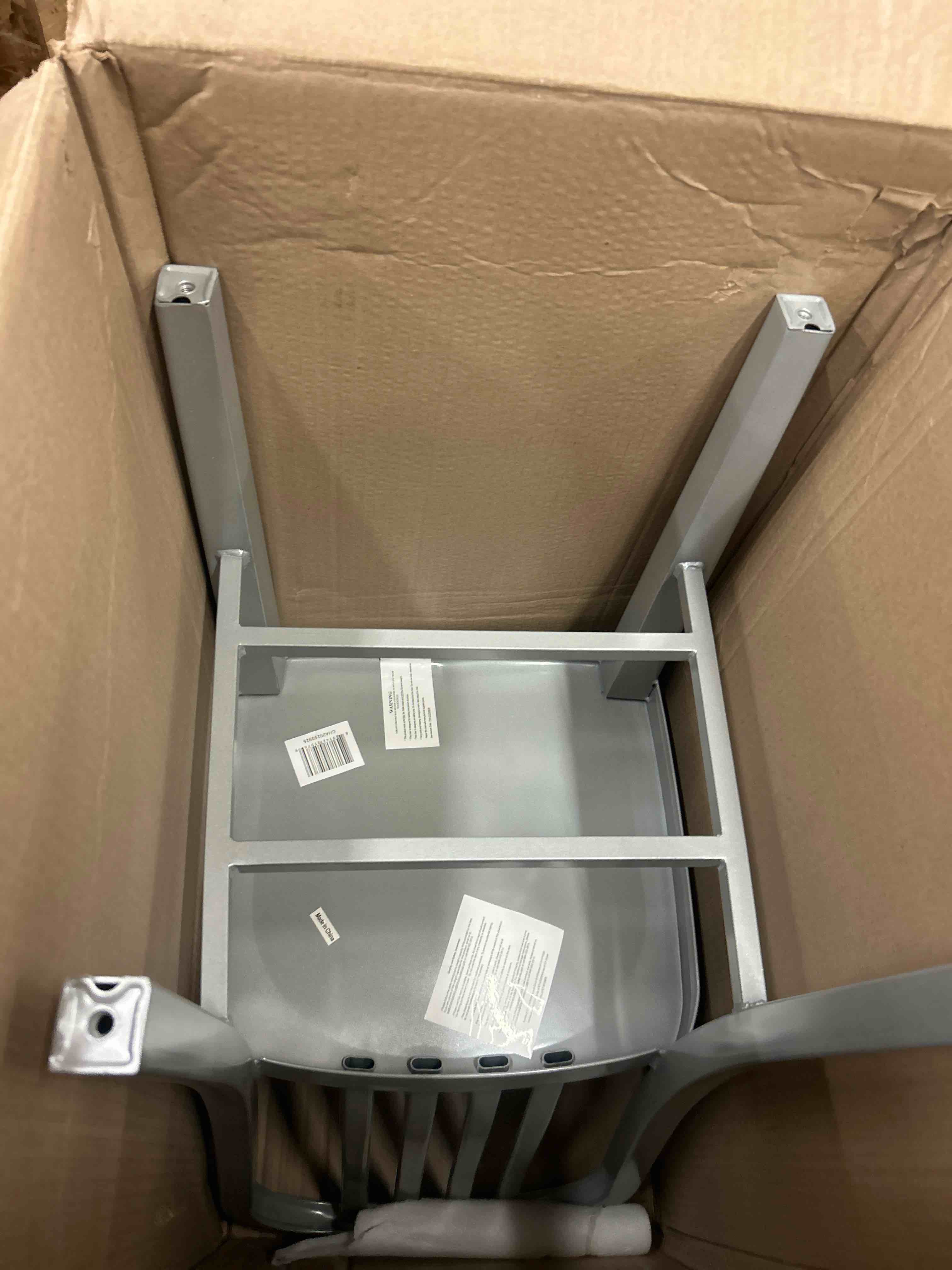 Condition photo showing New/Like New for flash furniture commercial grade silver metal indoor-outdoor chair | indoor/outdoor use