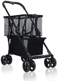 Condition photo showing New/Like New for folding shopping cart on premium wheels with 360° wheels & removable tote bag, 100lbs multi use grocery carts, for personal shopping, black