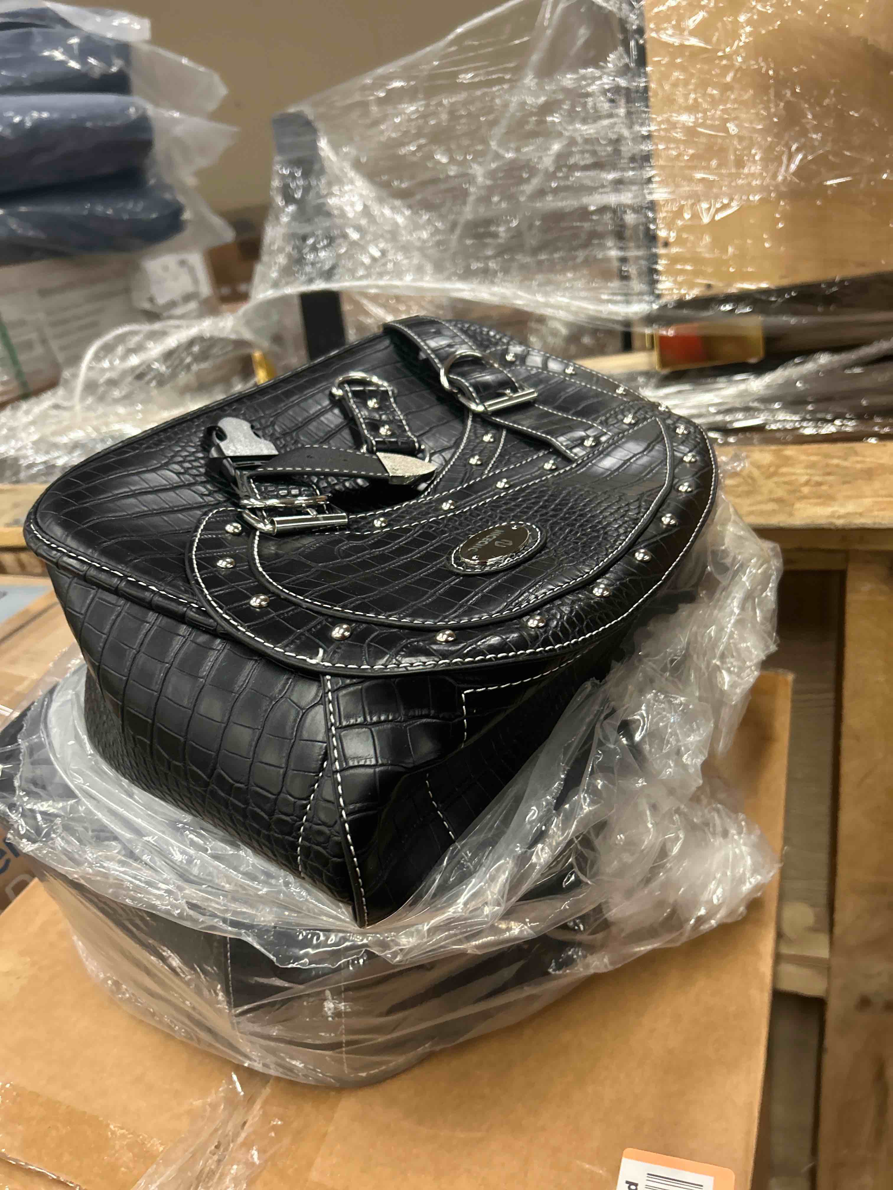 Condition photo showing New/Like New for nicecnc motorcycle saddlebags leather, 35l large capacity throw over saddle bags motorcycle side luggage bags with cup holders, compatible with sportster softail dyna shadow road king, 2pcs