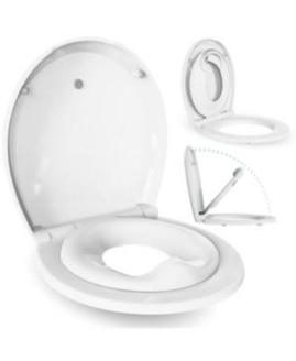 quick flip round toilet seat with built-in potty & splash guard for toddler training, slow close - jool baby