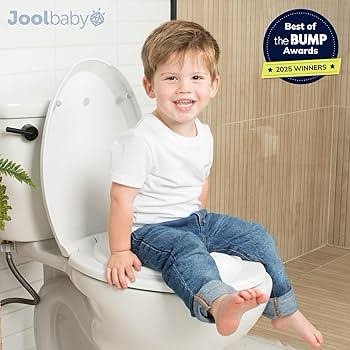 Condition photo showing New/Like New for quick flip round toilet seat with built-in potty & splash guard for toddler training, slow close - jool baby