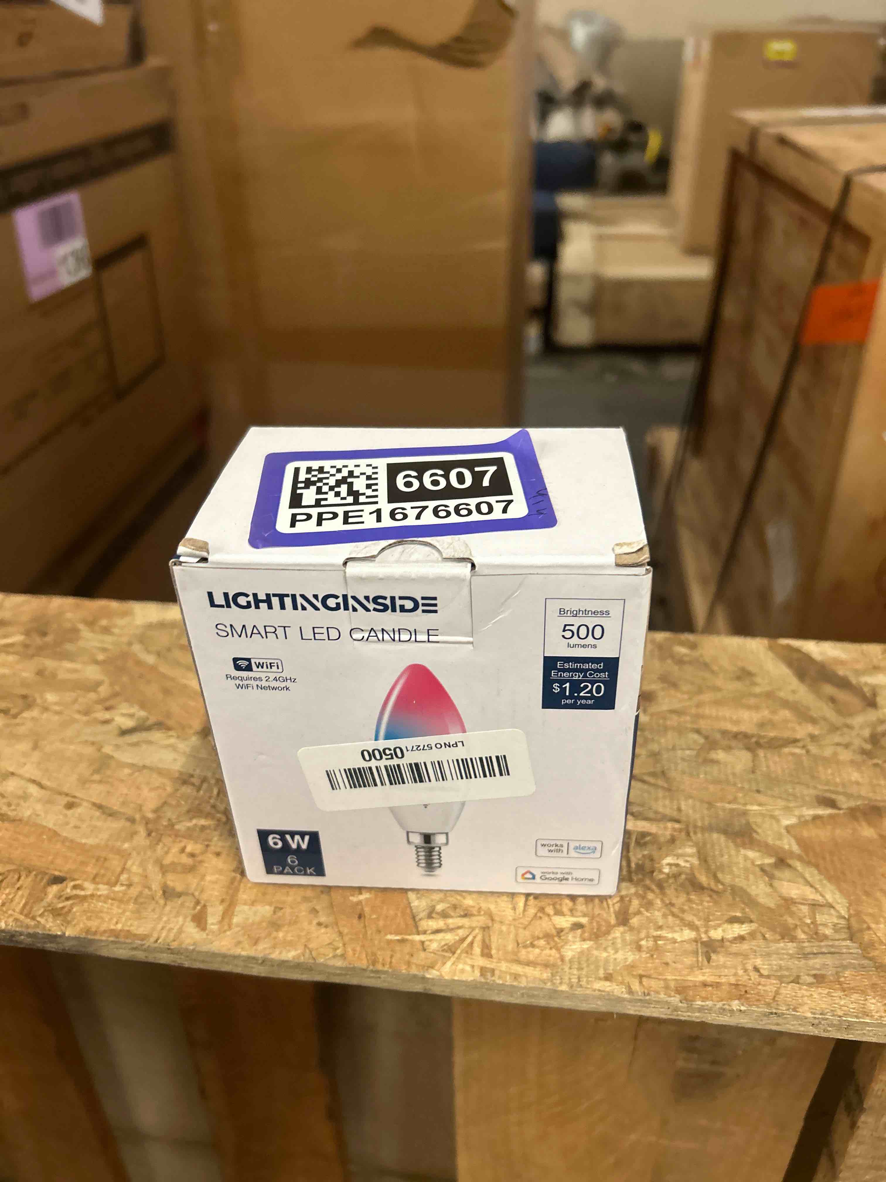 Condition photo showing New/Like New for candelabra smart bulbs 60w work with alexa/google home, 6pcs | no hub required, 500lm 6w rgbcw e12 led bulb work with smartlife, 2.4g wifi & ble candle chandelier light bulbs, etl listed