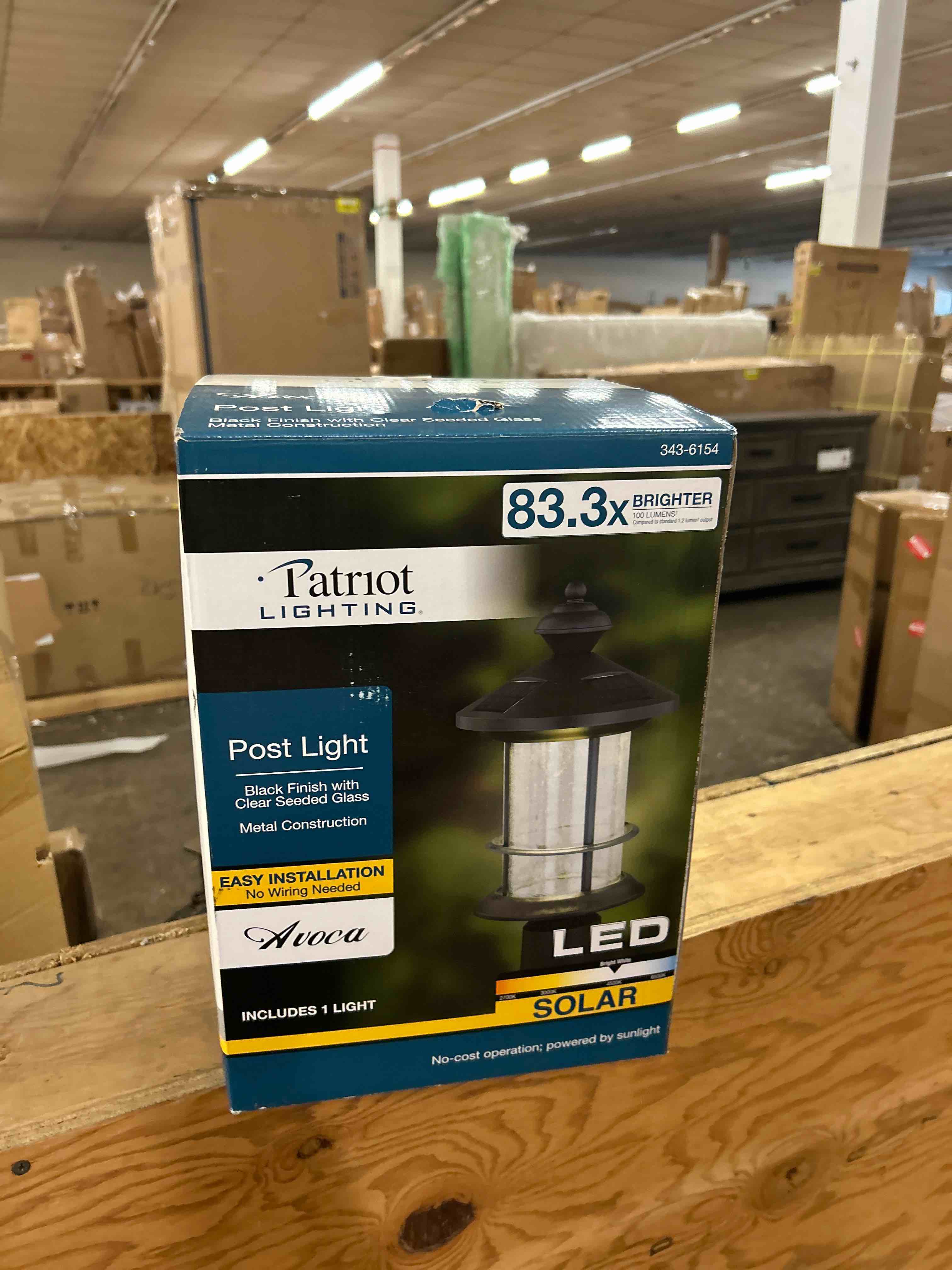 Condition photo showing New/Like New for patriot lighting® avoca solar-powered led black post light