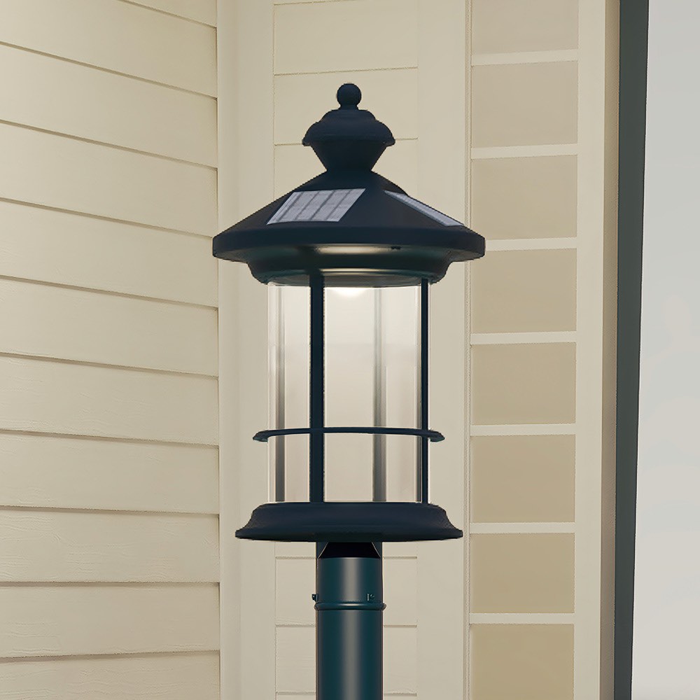 patriot lighting® avoca solar-powered led black post light
