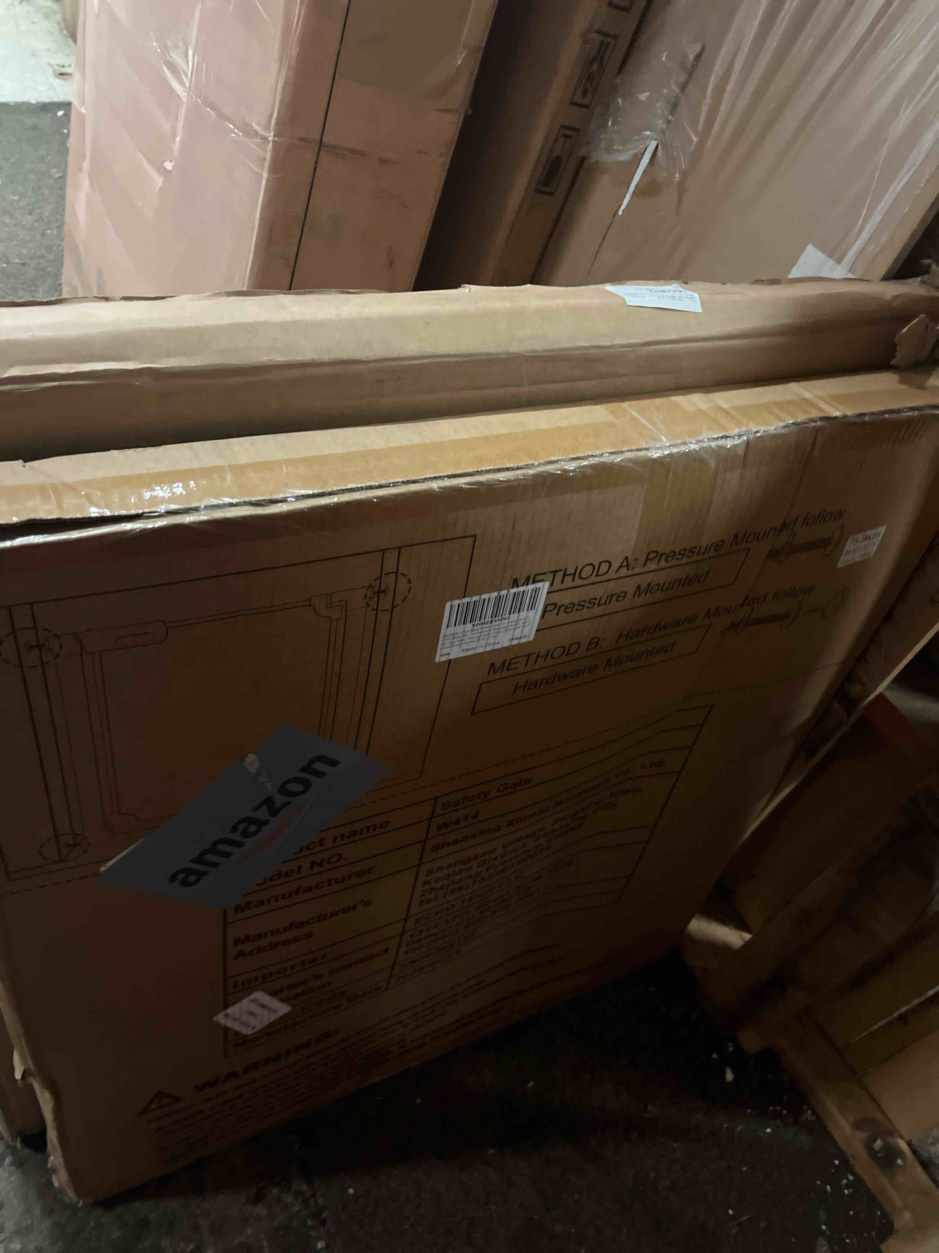 Condition photo showing New/Like New for clear baby safety gate for stairs,29.52-37.79" wide, 30" tall pressure mounted acrylic pet gate, easy walk through auto close child gate for doorways and house,29.52-37.79"