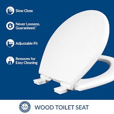 Condition photo showing New/Like New for mayfair cassel slow close toilet seat, easy clean, non slip premium wood seat, easy install, made in usa, round, white