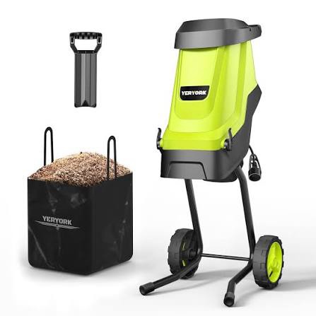 wood chipper, 15-amp 1.8" cutting diameter electric wood chipper & shredder with 50l collection bag, efficient mulcher for easy cleanup and ideal for yard waste, branches, and leaves