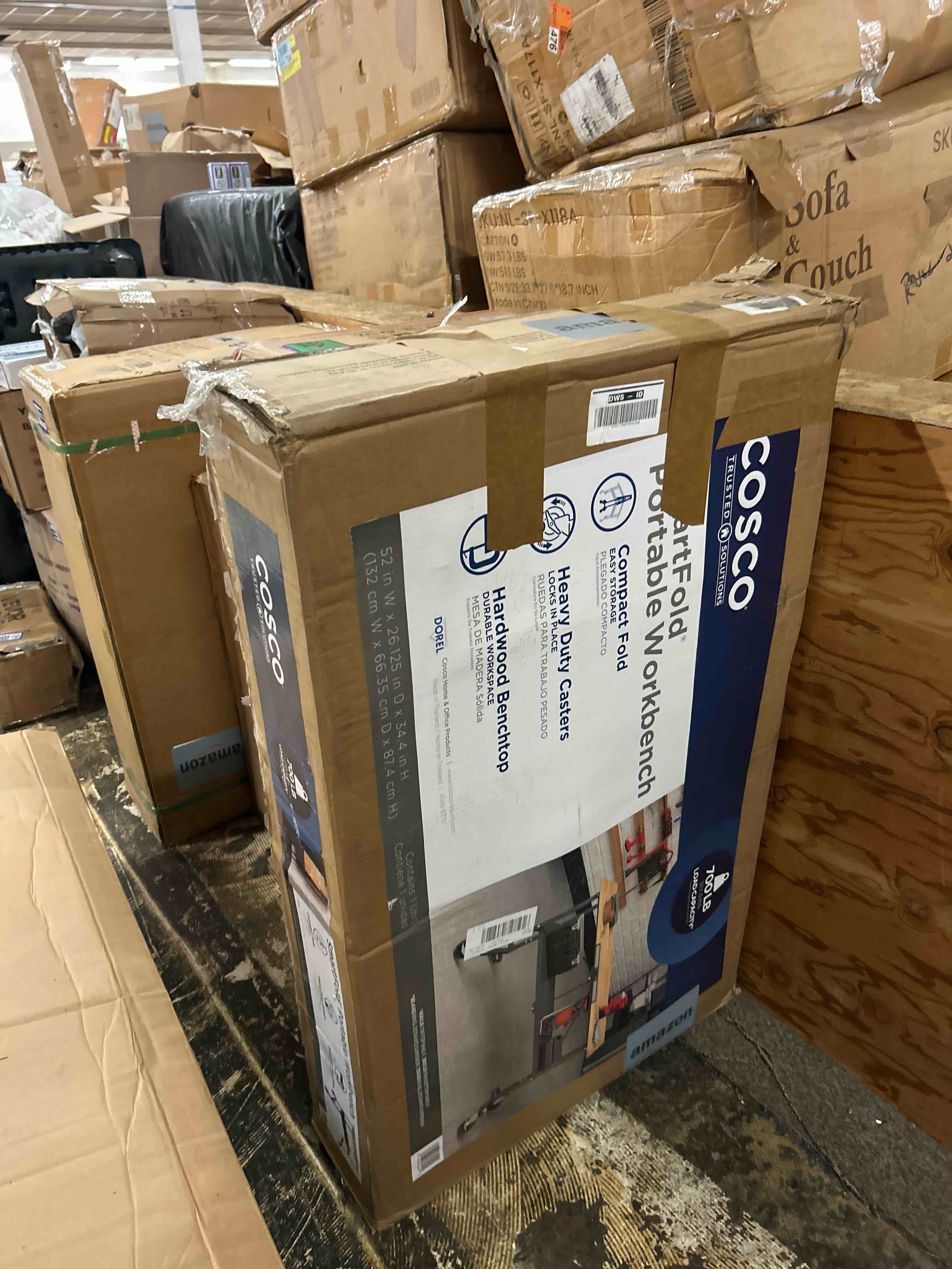 Condition photo showing New/Like New for cosco smartfold butcher block portable workbench/folding utility table (gray steel frame)