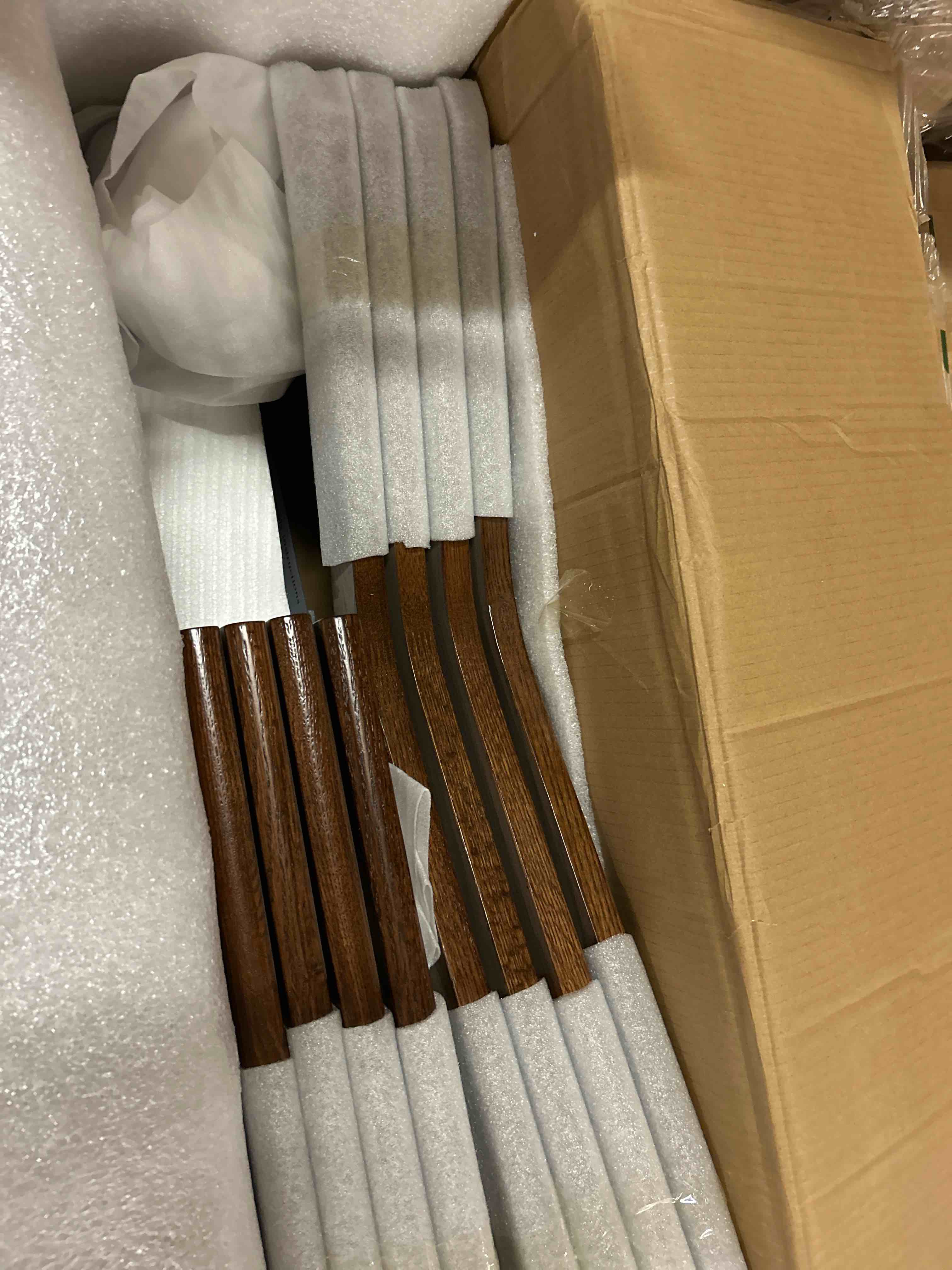 Condition photo showing New/Like New for oak dining chairs, kitchen chairs, 100% solid wood modern dinner chair with curved backrest, dining room chair for kitchen, living room, study (4pk, walnut)