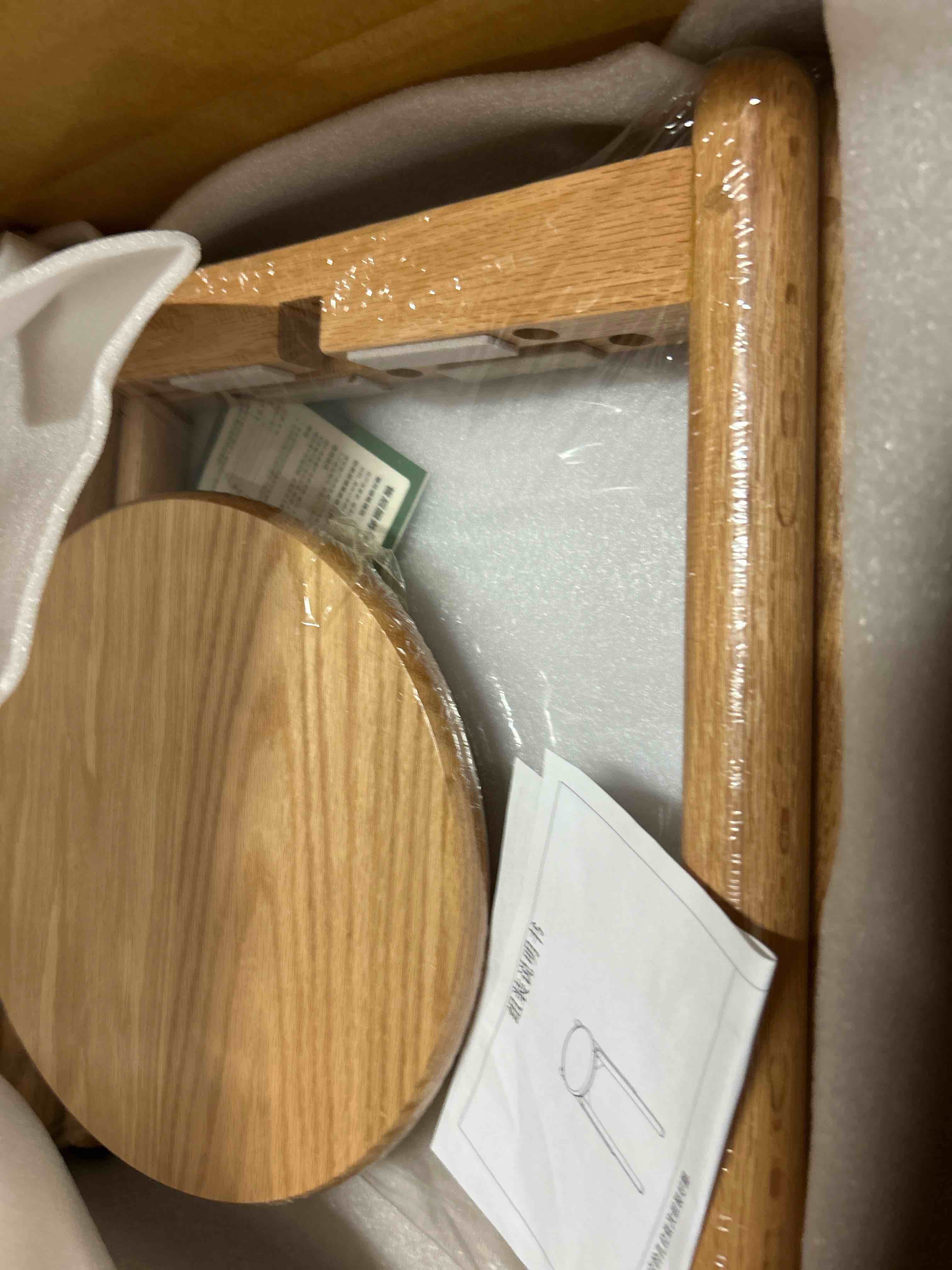 Condition photo showing New/Like New for solid wood stackable stools, modern barstools for kitchen, dining room, living room, and classroom (natural oak)