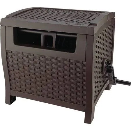 suncast hose reel with smart trak hose guide, water-tight connection, durable resin construction, 225' hose capacity, beige