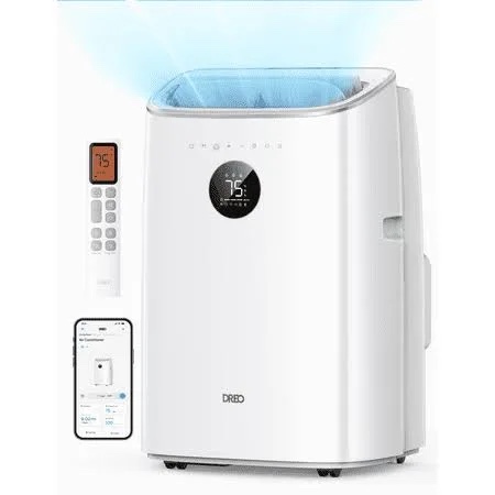 dreo portable air conditioners, 8000 btu ashrae (5000 btu doe) smart ac unit for bedroom with drainage-free cooling, 45db quiet, app/voice/remote, portable ac for room indoors, ac318s