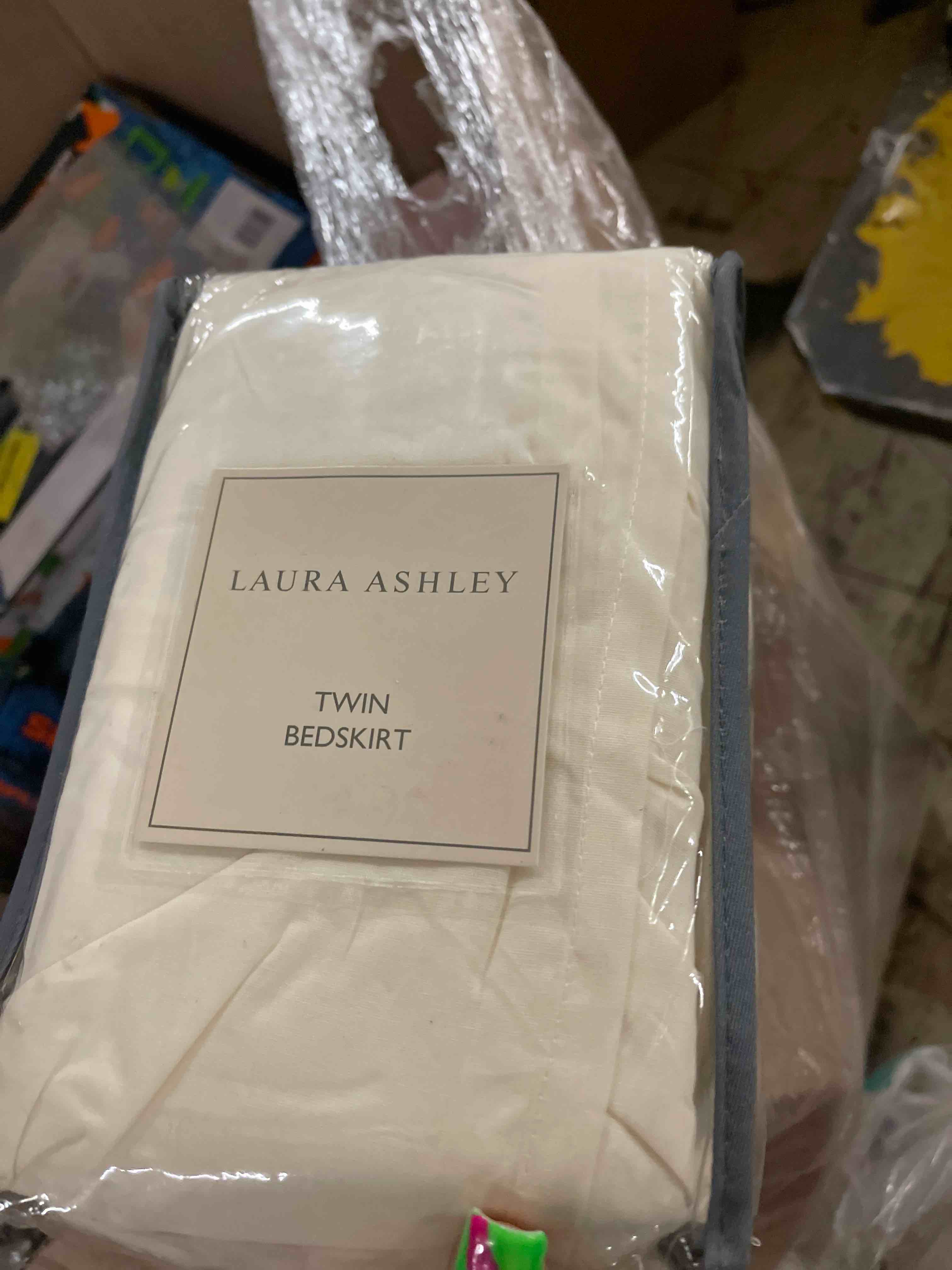 Condition photo showing New/Like New for laura ashley home solid ivory ruffled bedskirt, twin