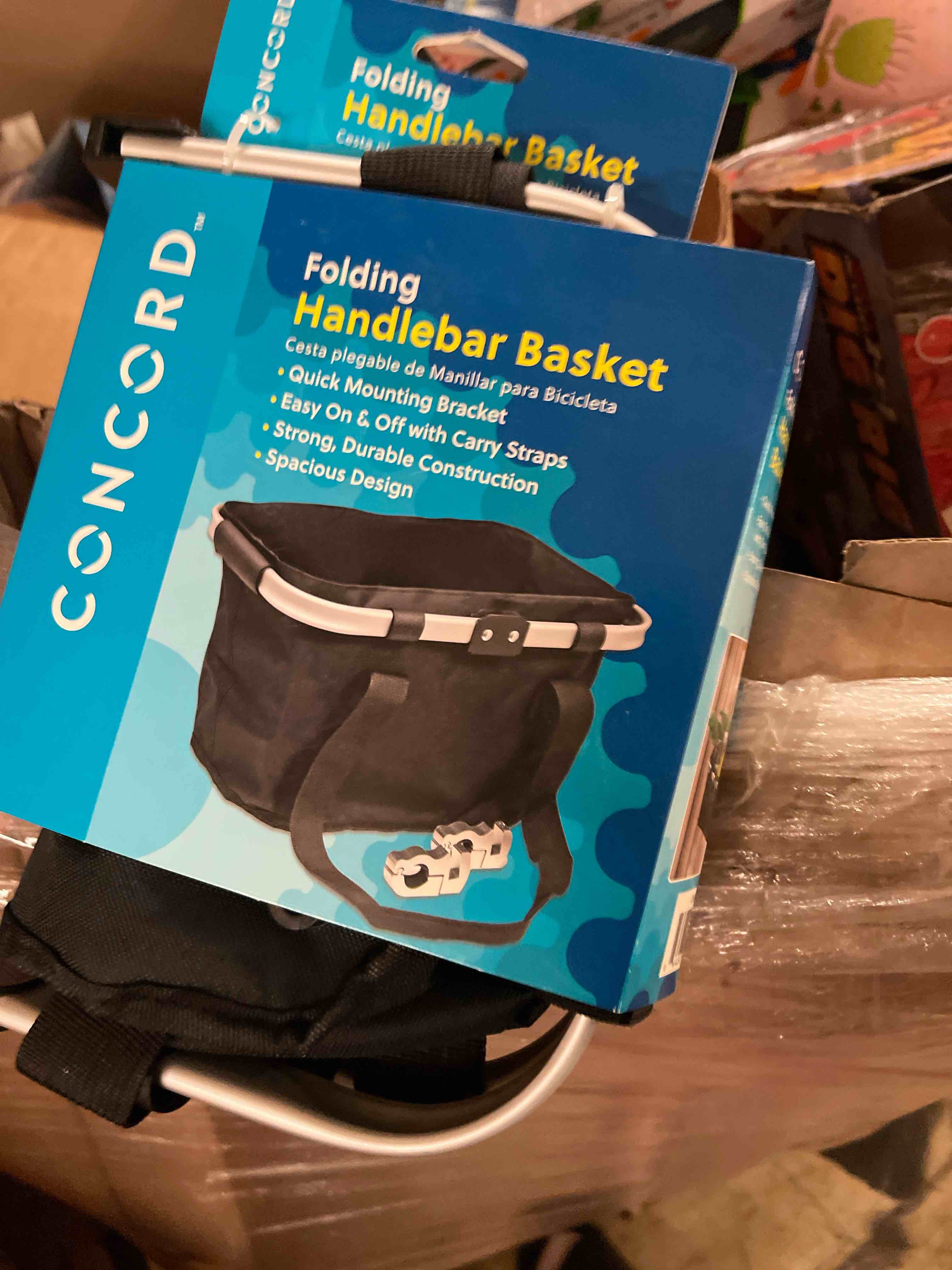 Condition photo showing New/Like New for concord folding handlebar bicycle basket, gray