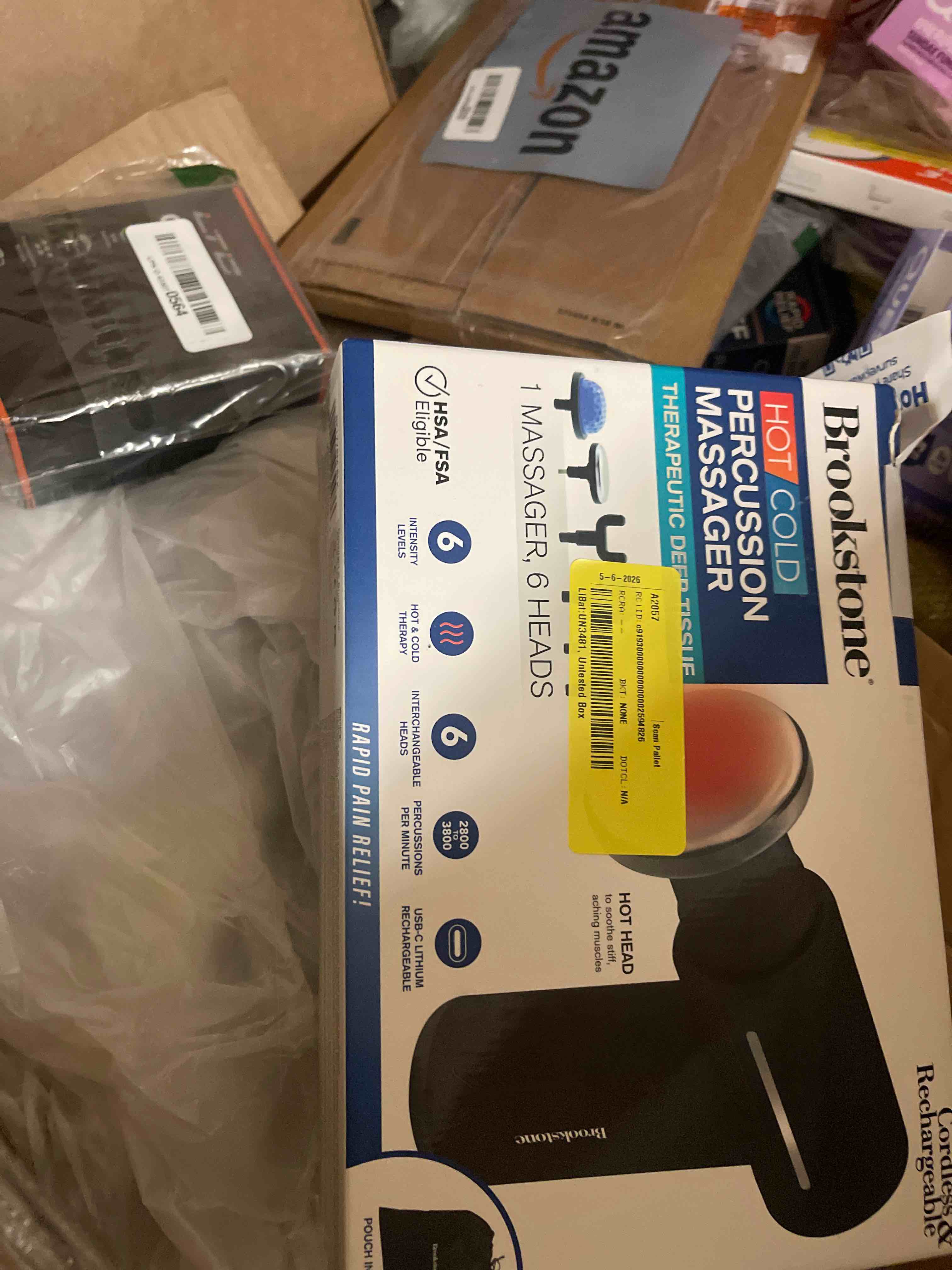 Condition photo showing New/Like New for brookstone cordless hot and cold percussion massager 6 intensity levels deep tissue massage gun