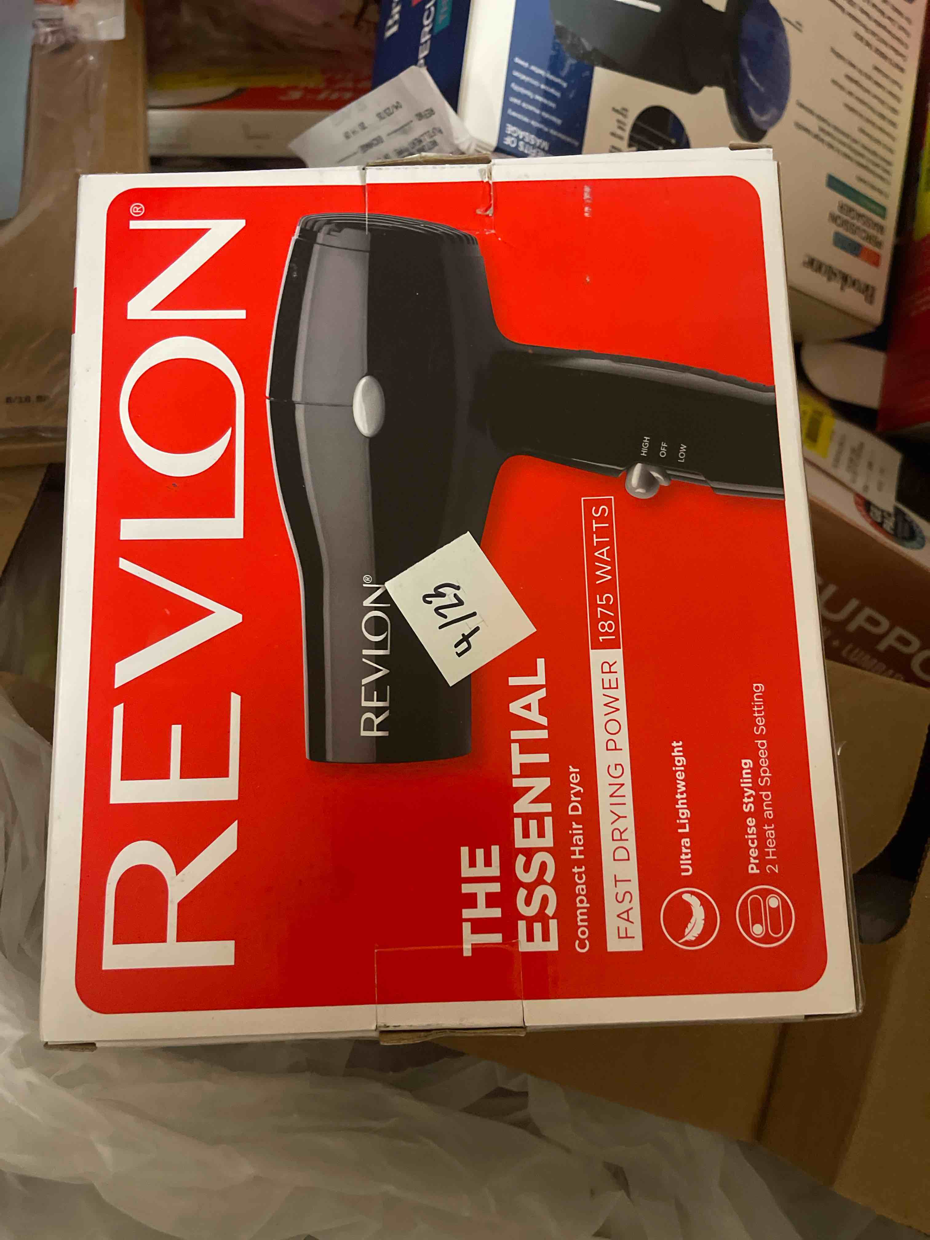 Condition photo showing New/Like New for revlon travel hair dryer | salon-style blowouts, lightweight design, 1875 watts for fast drying with 2 heat & speed settings for drying and styling flexibility (black)