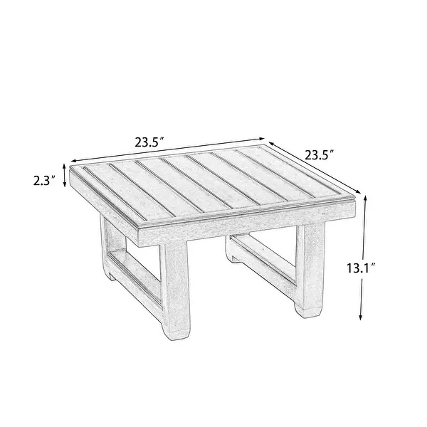 Condition photo showing New/Like New for square teak wood outdoor patio side table