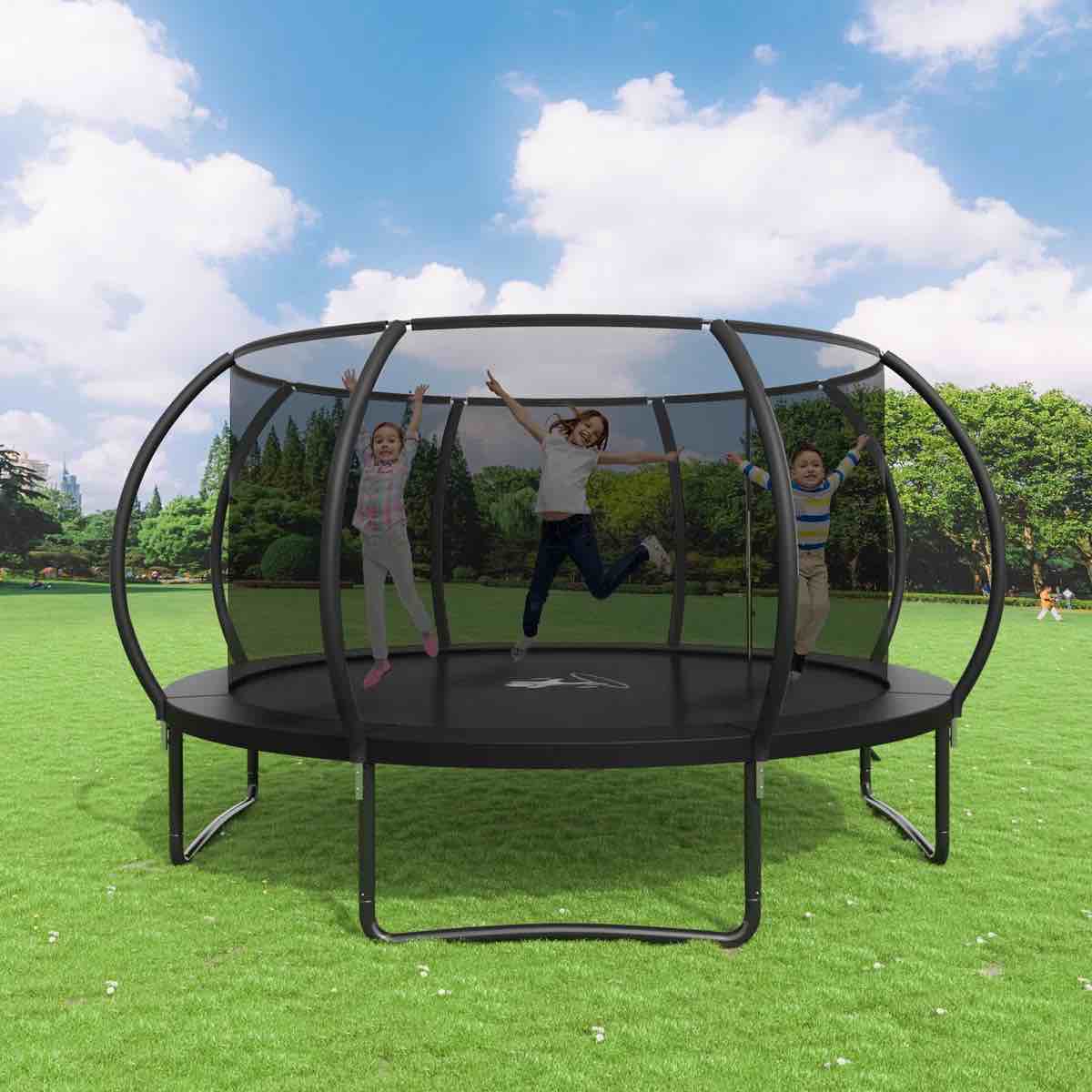 14Ft Trampoline for Kids with Safety Enclosure Net Recreational Trampoline 