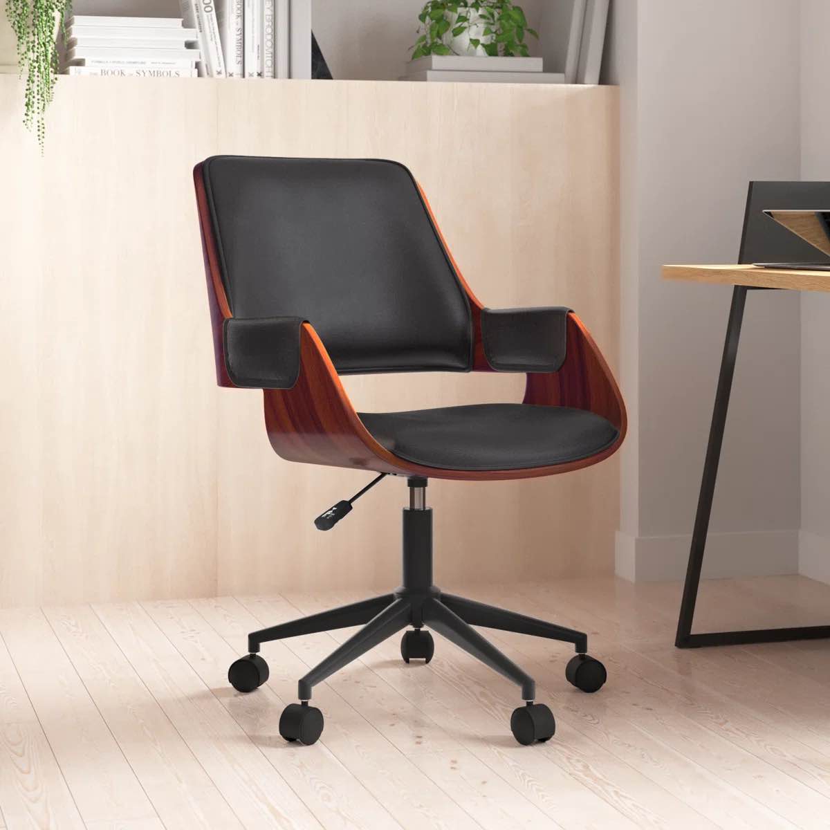 Lithonia Faux Leather Mid-Century Office Chair