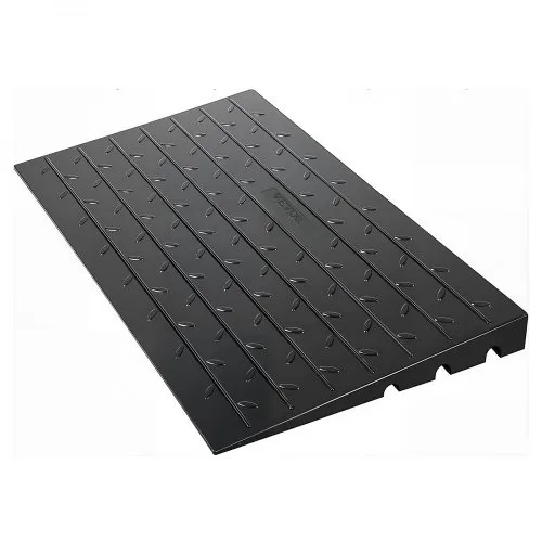 VEVOR Rubber Threshold Ramp, 4\" Rise Threshold Ramp Doorway, 3 Channels Cord Cover Rubber Solid Threshold Ramp, Rubber Angled Entry Rated 2200 Lbs Load Capacity for Wheelchair and Scooter